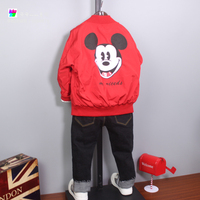 男童夹克外套2016新款韩版红色米老鼠休闲拉链衫童装男童夹克衫潮