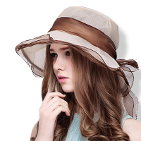 库茵真丝帽子桑蚕丝遮阳帽女夏季防紫外线遮阳可折叠时尚凉帽