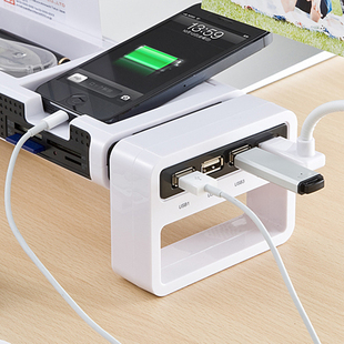 日本sanwa Supply多功能桌面支架收纳架带USB分线器读卡器