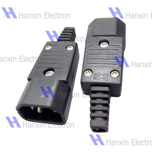 品字插头插座 免焊接公母对插连接头 电源延长线对接转接头公头