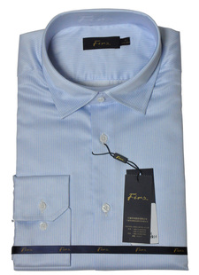 杉杉衬衫 专柜正品高档金标100%纯棉抗皱白蓝条纹男长袖衬衫37096