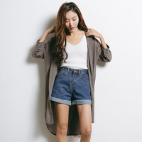 2017夏装新款日韩女装雪纺外套防晒衫中长款衬衫纯色简约防晒衣潮