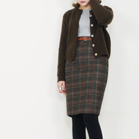 【R.PAN】秋冬新款 灰、棕两色兔绒修身针织毛衣短款上衣外套 女