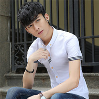 夏季新款男衬衣短袖韩版修身英伦商务休闲正装纯色男装青少年衬衫
