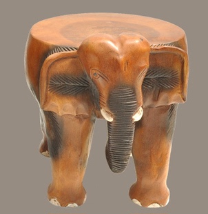 东南亚风格摆件泰国手工艺品彩绘柚木大象换鞋凳居家会所婚庆礼品