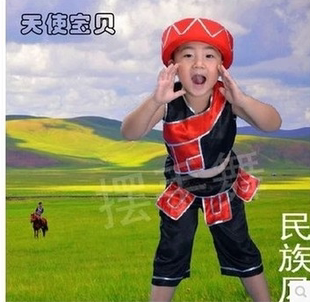 儿童民族少数民族壮族佤族彝族瑶族苗族舞蹈演出服装男童表演服饰