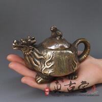 特价开光纯铜龙龟壶摆件水壶茶壶仿古铜壶装饰工艺礼品古玩收藏品
