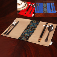 欧式素色餐垫现代民族田园新中式古典隔热餐垫西餐垫卡其宝蓝红色