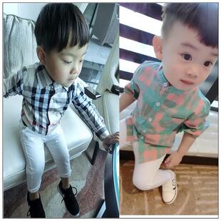 韩版中小童装孩子衬衫经典格子上衣纯棉男女宝宝 1-2-3岁休闲衣潮