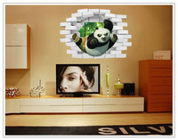 清仓功夫熊猫墙贴3d立体创意穿墙幼儿园客厅儿童房卧室自粘壁画纸
