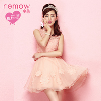 Nemow拿美南梦2015夏季新款无袖中裙显瘦甜美欧根纱连衣裙EA5K343