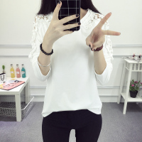 学生长袖T恤女士韩版秋冬蕾丝打底衫上衣秋季女装2016新款潮小衫