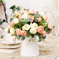 包邮 唯美韩国玫瑰仿真花套装客厅欧式玫瑰装饰花绢花艺假花盆栽