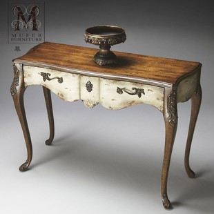 慕妃高端定制家具实木雕刻美式欧式新古典玄关桌边桌HC54