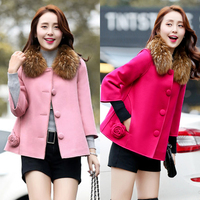 2015冬季新款时尚韩版修身羊绒毛呢外套女短款加棉加厚羊毛呢大衣