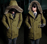 冬季男士棉衣修身加绒棉袄韩版潮加厚棉服男装外套中长款时尚风衣