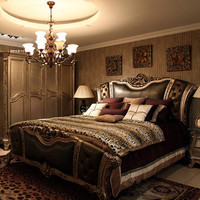 实木真皮床双人床1.8米婚床软靠床时尚大床储物床奢华欧式床1.5米