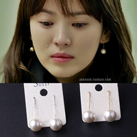 韩国东大门代购耳饰品简约女款珍珠链式耳坠耳环耳钉925银耳针