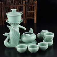 包邮龙泉青瓷半自动自流水茶具便携式陶瓷功夫茶具公道杯茶具套装