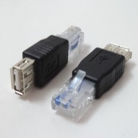 网线接口转换插头USB母RJ45公网卡ADSL宽带猫网络监控摄像头连接