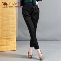 Camel/骆驼女装哈伦裤2015秋装新款黑色修身长裤子中腰女士休闲裤