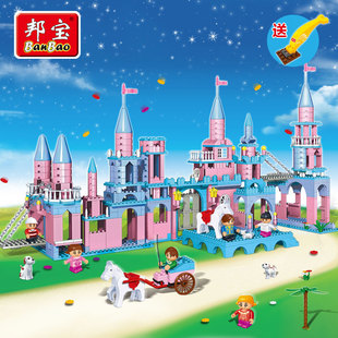 邦宝女孩公主积木月光城堡8363建筑乐高式塑料拼装拼插儿童玩具