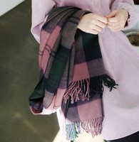 秋冬季新款韩国进口韩版学生长款女士格子百搭加厚保暖围巾披肩