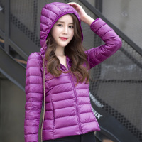 2016新款轻薄羽绒服 韩版女式修身短款连帽外套 厂家直销