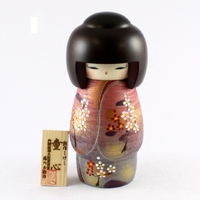 日本代购精美手工艺品手绘彩绘小人偶木芥子和服小女孩礼品 童心