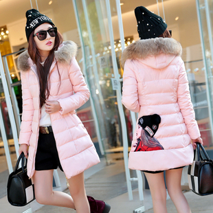2015冬季新款韩版女装外套修身显瘦卡通中长款棉大衣棉服羽绒服潮