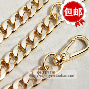 DIY 【包邮】12毫米粗扁链，浅金包带金属链条提手