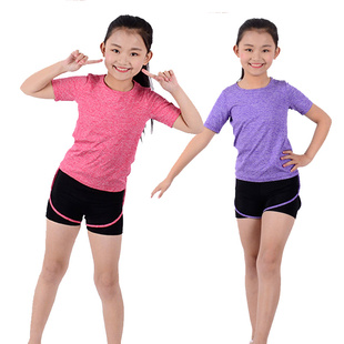 夏季瑜伽服女童舞蹈运动幼儿健身服套装形体服体操少儿童练功服