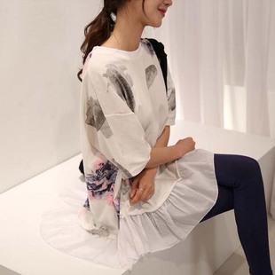 2015韩国孕妇装正品代购 时尚孕妇裙水墨宽松韩版宽松短袖连衣裙