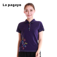 La Pagayo拉柏家雅夏季女款翻领短袖T恤女士上衣修身款DST6050A