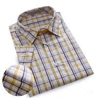 2015男士休闲格子短袖衬衫时尚修身衬衣特价清仓格子衬衫