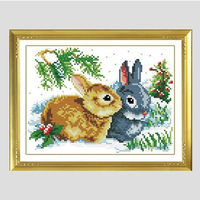 小幅十字绣客厅精准印花兔子卡通正品蒙娜丽莎特价儿童简单卧室图
