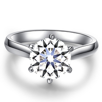 仙缘珠宝 50分钻石戒指钻戒女18k白金铂金30求婚结婚六爪裸钻定制