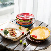 亿嘉 西式陶瓷器平盘 家用餐厅西餐餐具盘 创意可爱花瓣盘菜盘子