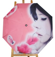 创意雨伞气质美女图案晴雨伞 三折叠雨伞 包邮太阳伞防风骨架男女