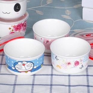 骨瓷陶瓷保鲜碗带盖含密封盖子单个微波炉饭盒泡面碗便当盒小号