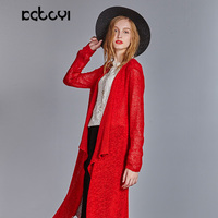 卡布依原创设计师品牌女装秋季新品欧美时尚长款开衫针织衫外套女