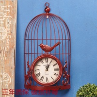 复古创意小鸟笼挂件墙饰欧式庄园庭院风墙面家居装饰用品仿古挂钟