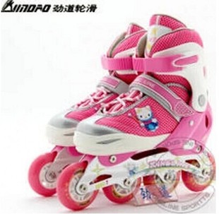 正品劲道JD802KI猫 可爱卡通粉色儿童直排轮滑鞋溜冰鞋旱冰鞋