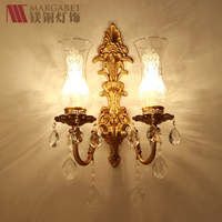 欧式奢华水晶全铜壁灯法式宫廷别墅客厅灯美式床头灯镜前双头壁灯