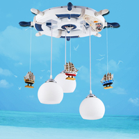 幼儿园装饰灯海盗船儿童吊灯方向盘LED卡通灯帆船卧室灯饰灯具