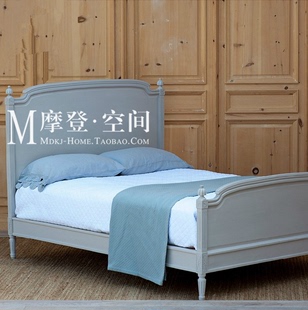 美式乡村卧室公主床蓝色雕刻1.5米1.8实木床复古婚床公主床双人床