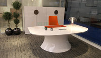 白色烤漆老板桌简约现代办公家具时尚实木大班台2.2米主管电脑桌
