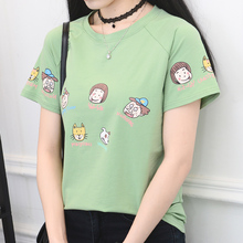 夏装新款韩国卡通印花学生短袖女T恤闺蜜打底上衣宽松显瘦体恤衫