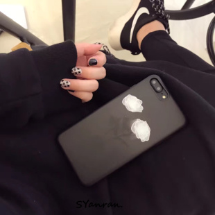 黑白经典时尚潮Iphone6黑白玫瑰i7plus硅胶磨砂手机壳低调男女款