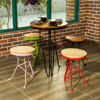 美式复古工业风咖啡桌椅会思考的凳子休闲桌椅三件套庭院阳台桌椅